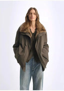 Removable Fox Fur Collar 90% White Goose down Easy to Care for Practical and Water-Repellent Parka for Women
