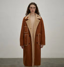 “Christmas Elk” Reversible All-Wool and Artificial Compound Suede Long Shearling Jacket