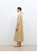 "Deyanuo" Hemp Three-Dimensional Hourglass Sleeveless round Neck Loose Slim Dress for Women