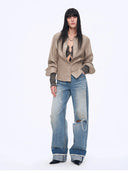 "Refreshing West Coast" Straight-Cut Selvedge Jeans with Smudged & Splashed Ink Detailing