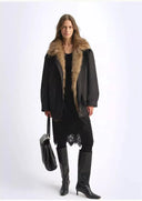 Removable Fox Fur Collar 90% White Goose down Easy to Care for Practical and Water-Repellent Parka for Women