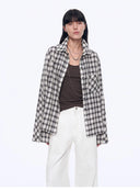 Tencel Acetate Jacquard Check Dropped Shoulder Shirt"Style Diary"