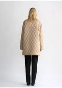 "Diamond Texture" Splicing Lapel 90 White Goose down Barn Jacket down Jacket Women