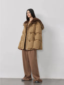 Street Badge Fox Fur Large Lapel down Parka Jacket