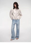 Retro Sheepskin Stand Collar Short Motorcycle Jacket “Caramel Mountain”