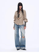 "Refreshing West Coast" Straight-Cut Selvedge Jeans with Smudged & Splashed Ink Detailing