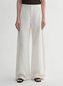 Summer Mulberry Silk Linen Waistless Three-Dimensional Pleated Wide-Leg Pants for Women