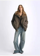 Removable Fox Fur Collar 90% White Goose down Easy to Care for Practical and Water-Repellent Parka for Women