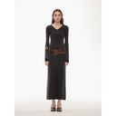 "Kalle Morning" Fashionable Fermented Washed Distressed Raw Edge V-Neck Waist Dress for Women