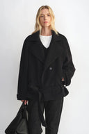 "Warm Cocoon" Italian Herringbone Wool Classic Lapel Micro-Coon Short Wool Coat for Women
