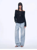 "Fashion Law" Casual One-Shoulder Raglan Sleeve T-Shirt Top