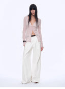 "Long Island Vacation" Wool Blend V-Neck Straight Shoulder Knitted Cardigan Spring