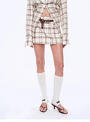 Vintage Linen Shirt Skirt Two-Piece Spring"Plaid Sketch"
