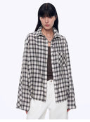 Tencel Acetate Jacquard Check Dropped Shoulder Shirt"Style Diary"