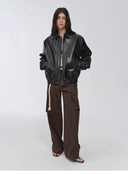 Imported Waxed Sheep Leather Retro Work Jacket Coat for Women "Fashionable Luke"