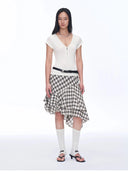 Tencel Acetate Plaid Irregular A-Line Skirt"Full-Level Ballet"