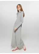 "Spring Muse" Merino Wool / Exquisite Polo Collar Waist-Cinching Knit A-Line Dress for Women