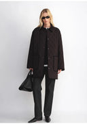 "Diamond Texture" Splicing Lapel 90 White Goose down Barn Jacket down Jacket Women