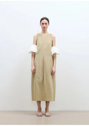 "Deyanuo" Hemp Three-Dimensional Hourglass Sleeveless round Neck Loose Slim Dress for Women